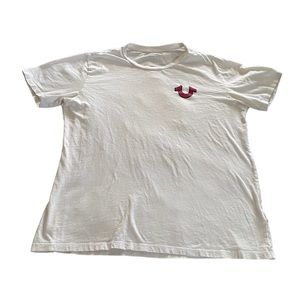 NWT True Religion Mens Tee Shirt Size M Buddha Front Back 2-Sided Red White